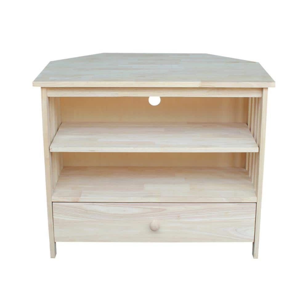 Solid Wood Unfinished Mission Corner TV Stand, 38"