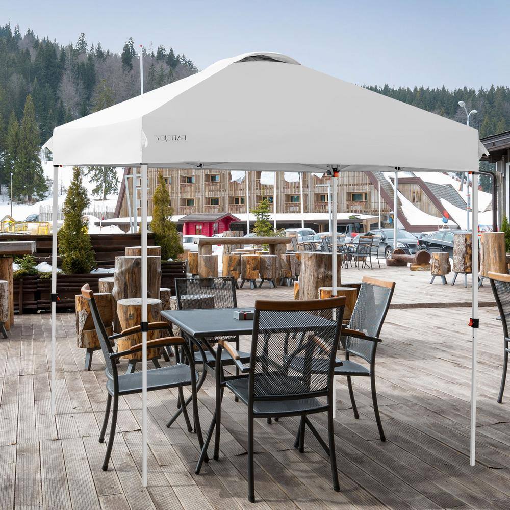 White 6.6 x 6.6 Feet Adjustable Outdoor Canopy Tent with Roller Bag