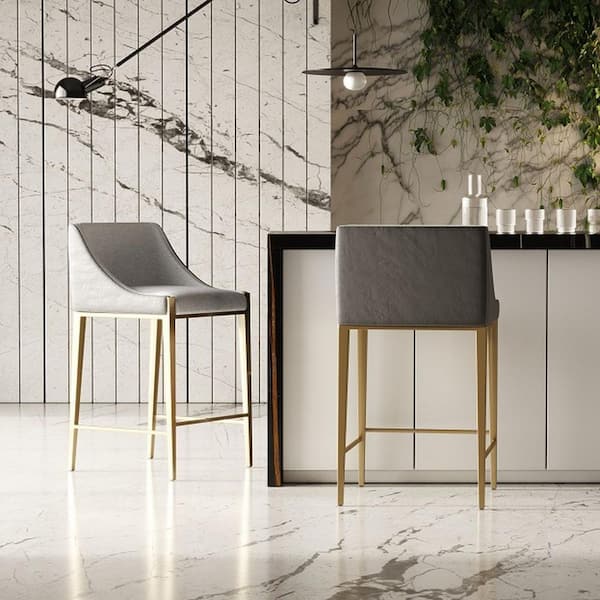 Fairview 26.5 in. Grey Metal Counter Stool