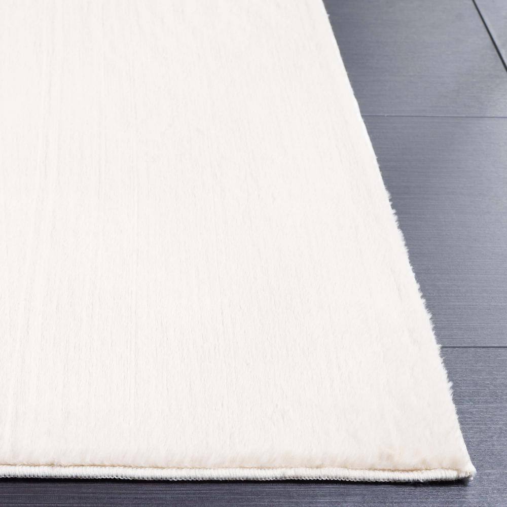 Beige Faux Rabbit Fur 6' x 9' Washable Area Rug