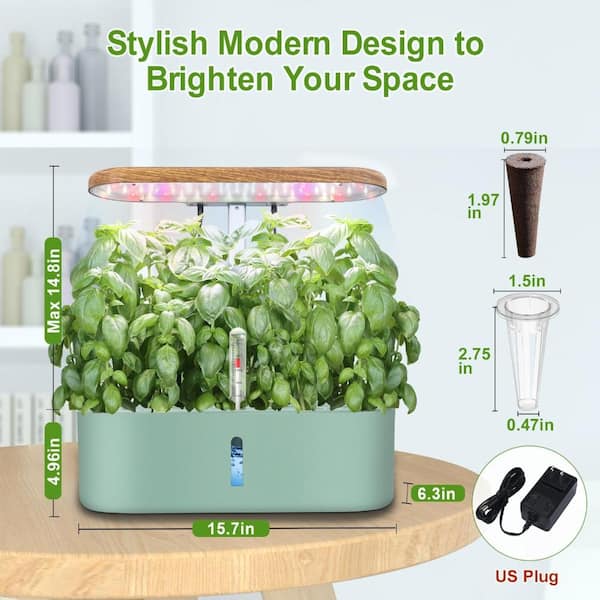 12-pod indoor aeroponic hydroponic planter with LED light for