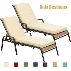 22 in. x 72 in. Outdoor Chaise Lounge Cushion in Beige (2-Pack)