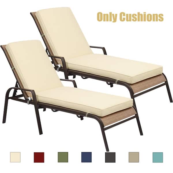 Aoodor 22 in. x 72 in. Outdoor Chaise Lounge Cushion in Beige (2-Pack)