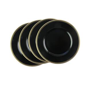 Black Melamine Charger Plates with Gold Rim (4-Pack)