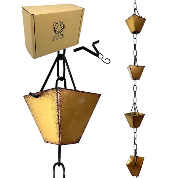 U-nitt 8.5 ft. Golden Square Rain Chain