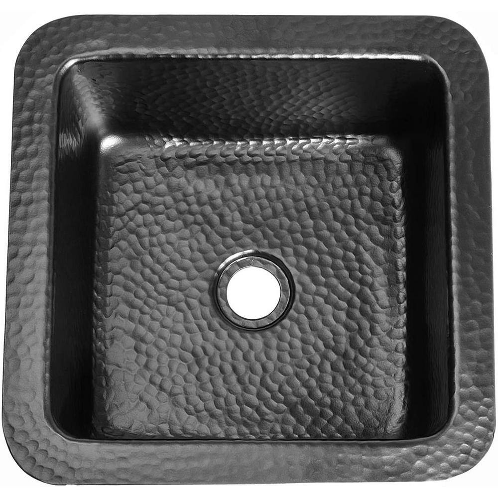 Matte Black Hand Hammered Aluminum Square Bar Sink, 12"