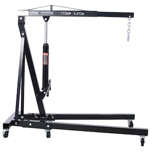 2 Ton Folding Engine Hoist Cherry Picker Shop Crane Hoist Lift, Heavy-Duty Steel with 6 Iron Caster Wheel in Black