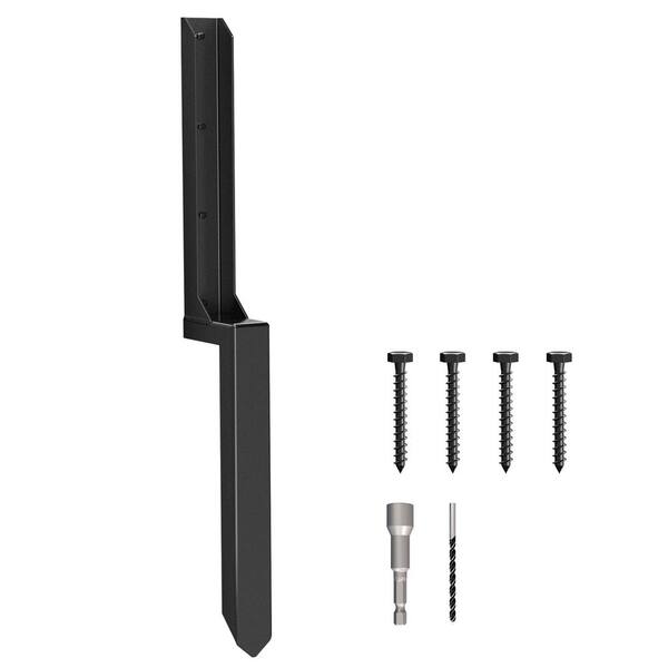 WINSOON 34 in. Heavy Duty Black Fence Post Repair Kit Anchor Ground ...