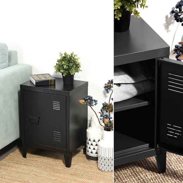 FurnitureR Graves 0-Drawer Black Nightstand (22.6 in. H x 15.9 in. W x 12 in. D)