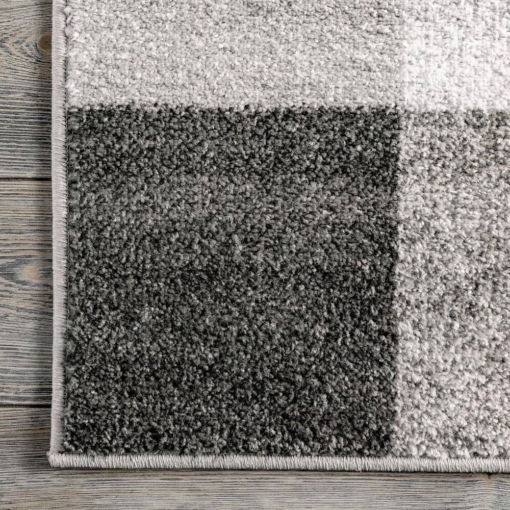 Farmhouse Country 4' x 6' Gray Buffalo Plaid Washable Rug