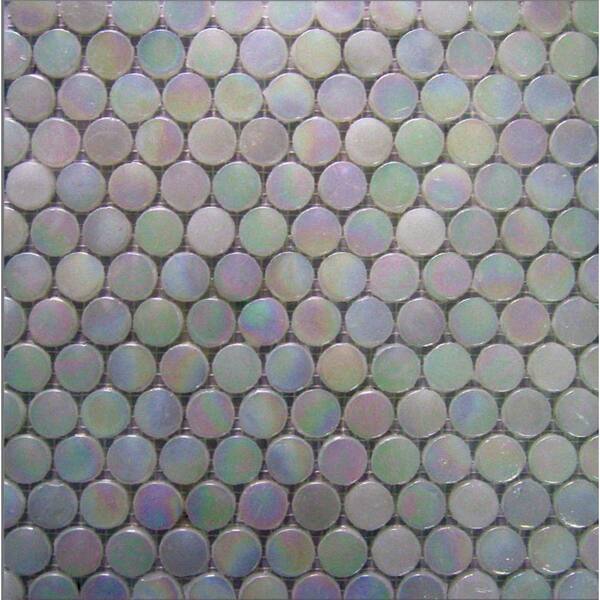 Epoch Architectural Surfaces Aspen-1470 Penny Round Milk Glass Mesh Mounted Floor and Wall Tile - 3 in. x 3 in. Tile Sample
