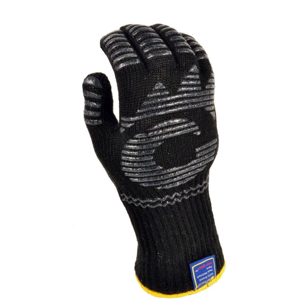 Commercial CHEF Black Aramid Fiber Heat Resistant BBQ Grilling Gloves for  Barbecue, Cooking, and Baking - Non-Slip Grip CHHRGLV2PK - The Home Depot