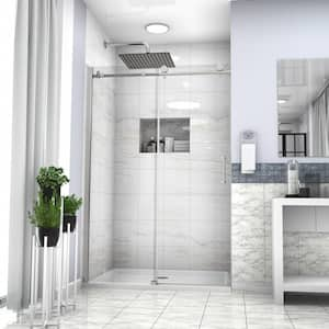 48 in. W x 72 in. H Single Sliding Semi Frameless Shower Door/Enclosure in Chrome with Tempered Clear Glass