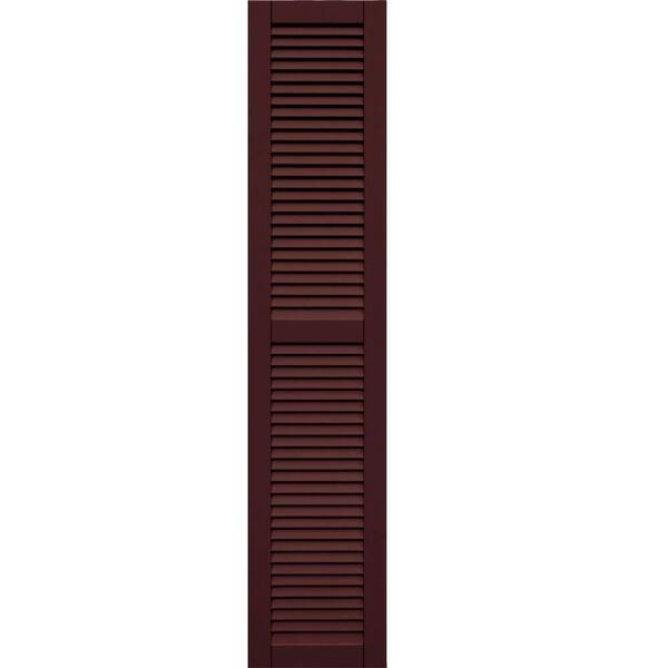 Winworks Wood Composite 15 in. x 72 in. Louvered Shutters Pair #657 Polished Mahogany