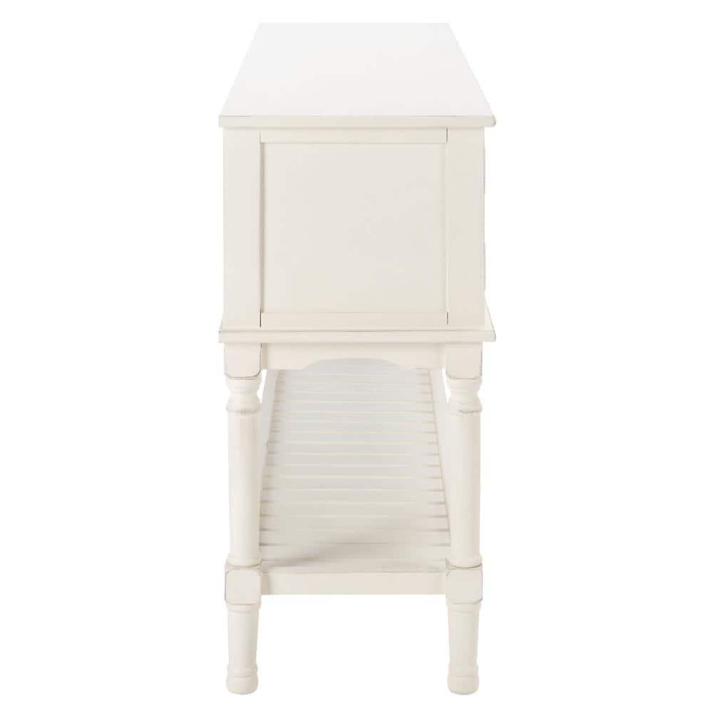 Distressed White Wood Hallway Table with Storage