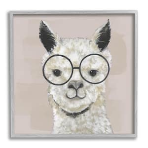 Happy Alpaca Glasses Portrait Design by Tava Studios Framed Animal Art Print 12 in. x 12 in.