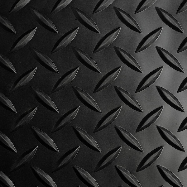 Workforce Black 24 in. x 8 ft. Vinyl Diamond Plate Commercial Grade Matting