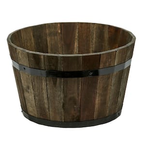 18 in. Dia x 11 in. H Brown Wood Bucket Barrel