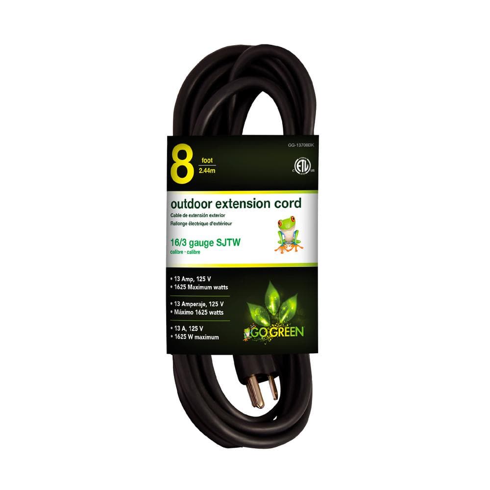 16/3 8 ft. SJTW Outdoor Extension Cord - Contractor Grade, Durable - For Heavy Duty Tools-Black-GG-13708BK price history on PriceWatchPro