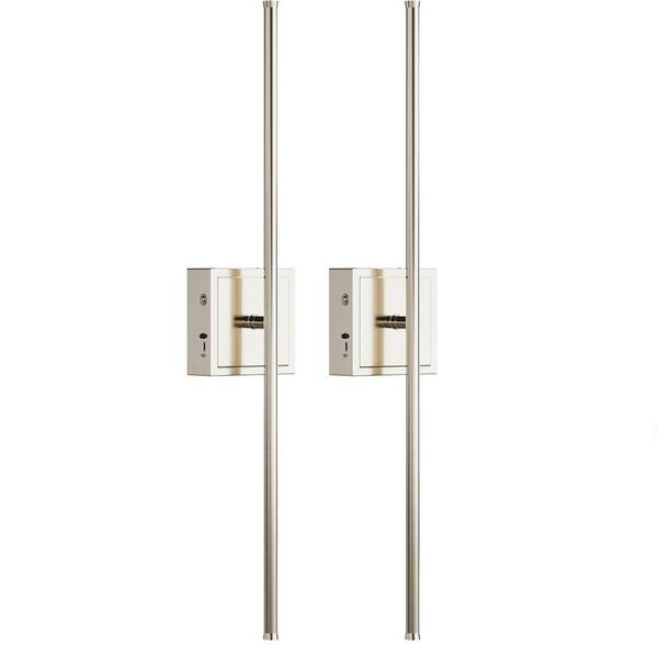350° Rotate Chrome Dimmable Wireless Integrated LED Wall Sconce with Remote, Sconce Wall Decor for Living Room (2-Pack)