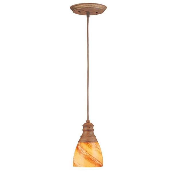 Hampton Bay 1-Light Walnut Hanging Mini Pendant