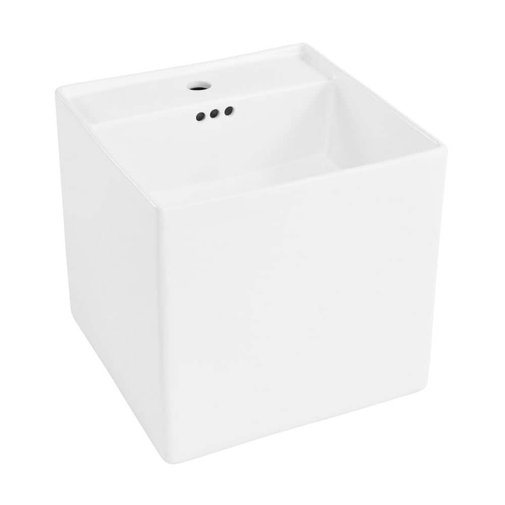 Pur 16.5" Glossy White Ceramic Wall-Mount Vessel Sink