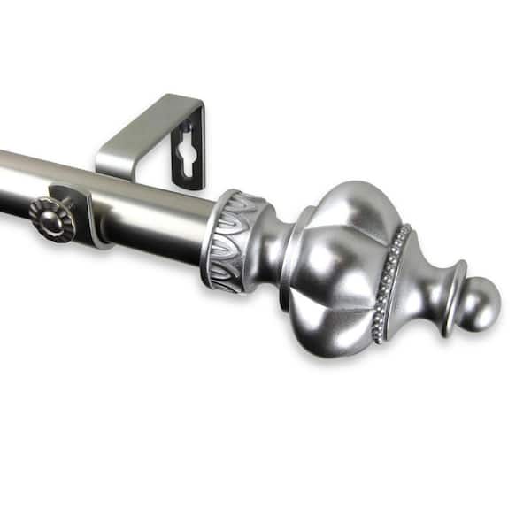 Rod Desyne 28 in. - 48 in. Telescoping 1 in. Single Curtain Rod Kit in Satin Nickel with Terra Finial