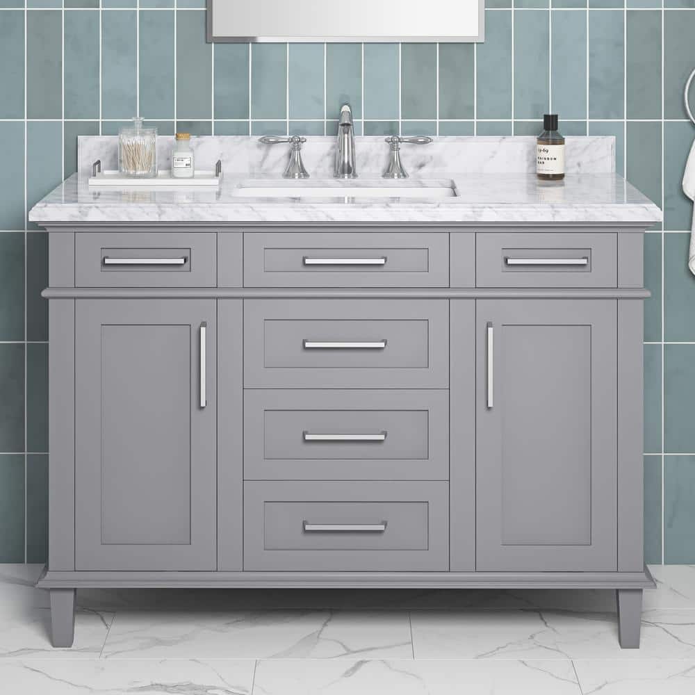 Sonoma 48 in. Single Sink Pebble Gray Bath Vanity with Carrara Marble Top (Assembled) price history on PriceWatchPro