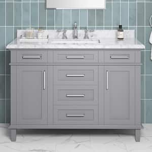 Sonoma 48 in. Single Sink Pebble Gray Bath Vanity with Carrara Marble Top (Assembled)