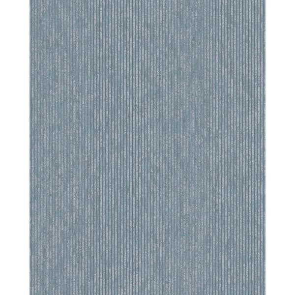 Unbranded Industrial Stripe Blue Metallic Finish Vinyl on Non-Woven Non-Pasted Wallpaper Roll
