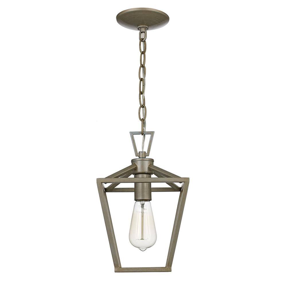 Antique Silver Leaf Glass Mini Lantern Pendant Light