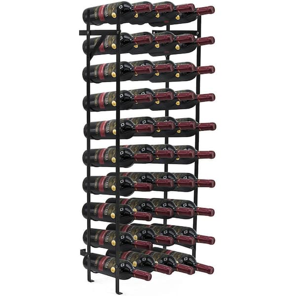 Elegant 40-Bottle Free Standing Wine Rack (Black Metal)