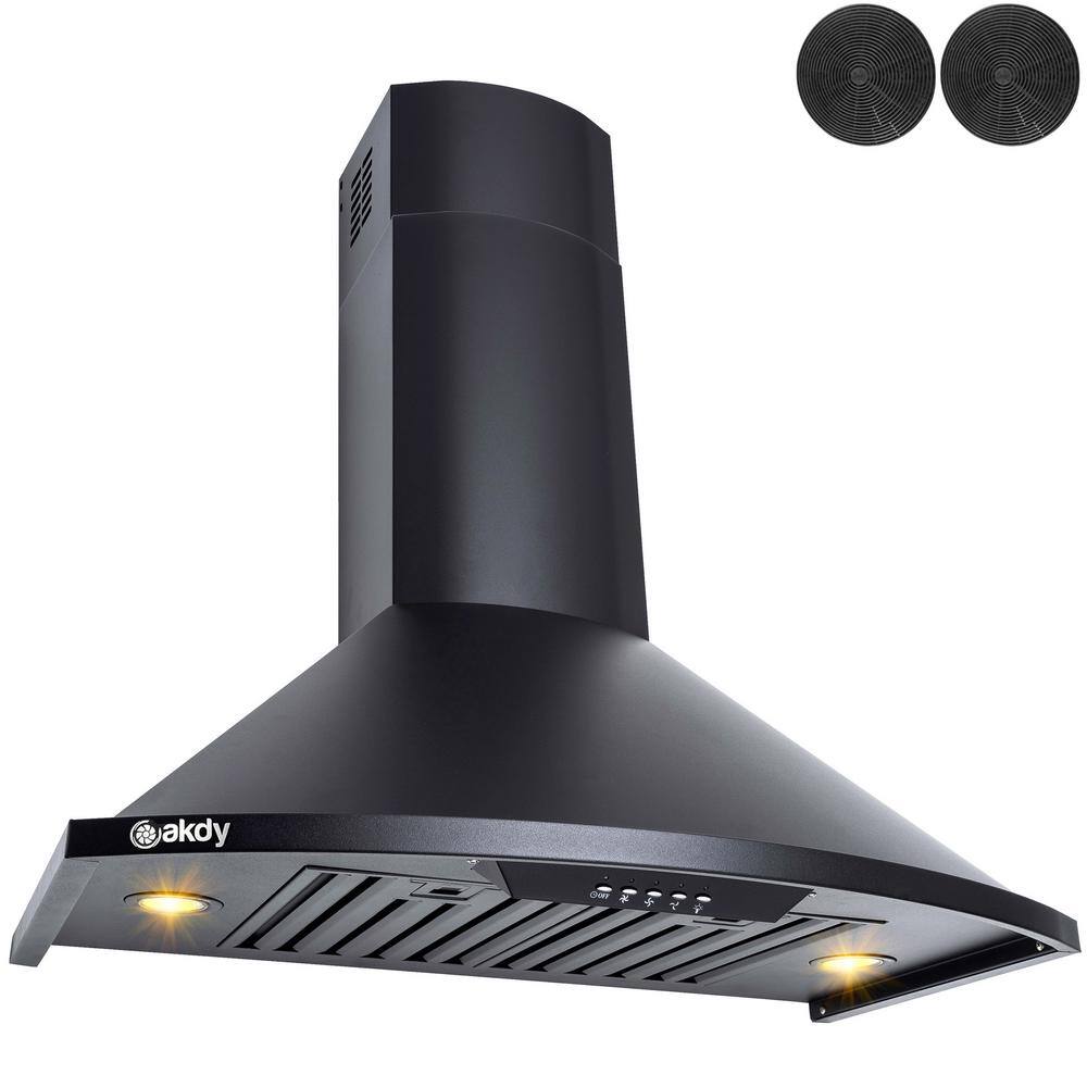 30-Inch Black Stainless Steel Convertible Wall Mount Range Hood