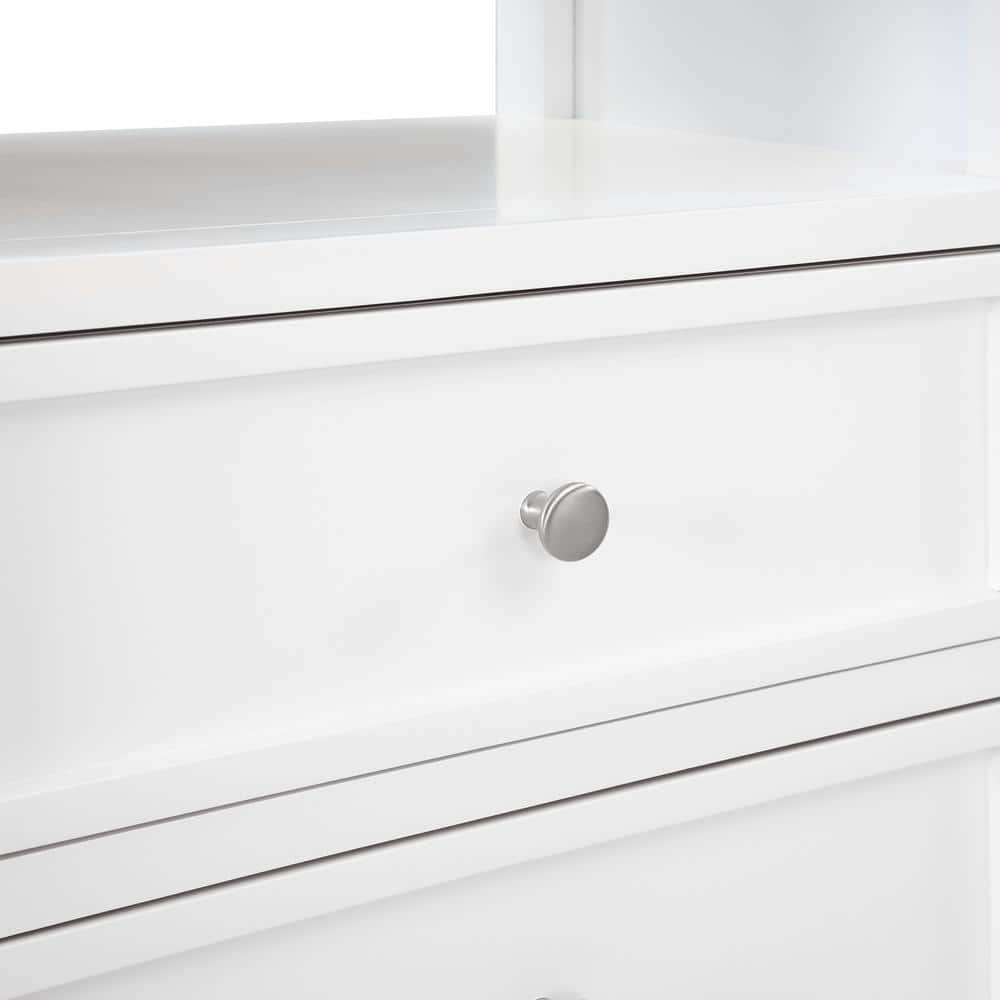 Walker White Poplar Wood 2-Drawer Nightstand with Nickel Knobs