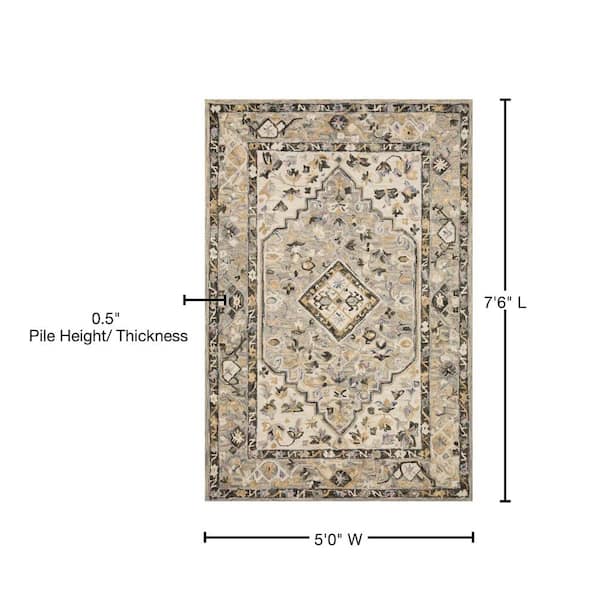 LOLOI II Halle Lagoon/Multi 3 ft. 6 in. x 5 ft. 6 in. Traditional