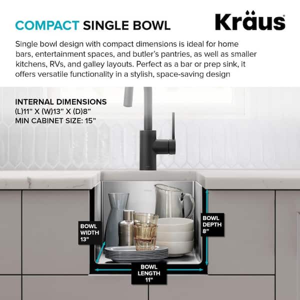 13x13 Inch Stainless Steel Small Kitchen & Bar Sink – Undermount/Drop-In Single Bowl, 9" Deep, With Bottom Grid, Silicone Mat & Drain Assembly – Ideal For RV, Prep Area