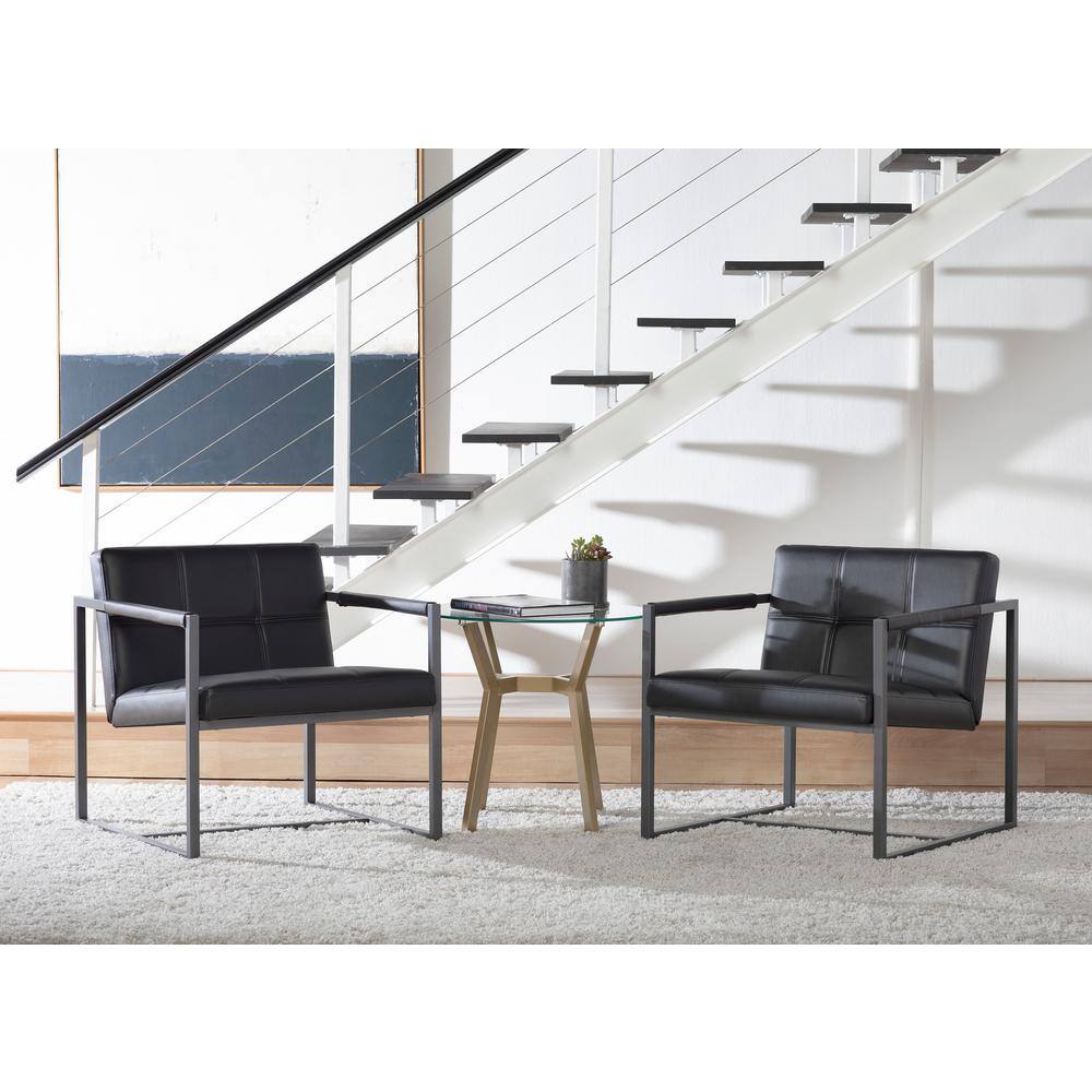 Camber Modern Black Leather Accent Chair with Metal Frame