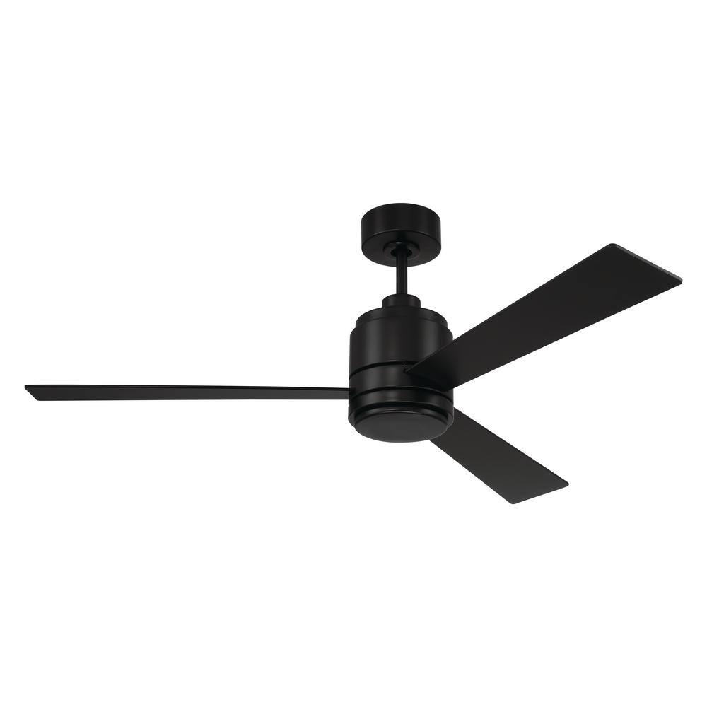 Flat Black 52" Ceiling Fan with Frost White Acrylic Light