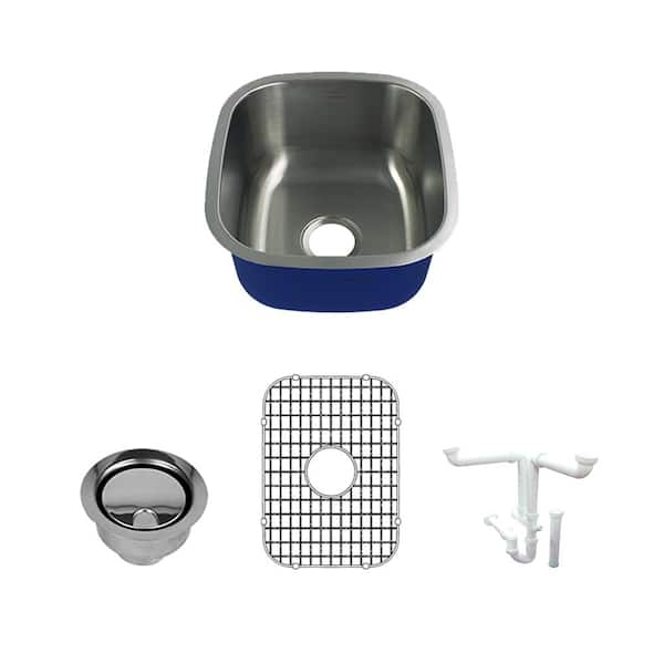 Transolid Meridian All-In-One Undermount Stainless Steel 16.5 in. Single Bowl Kitchen Sink in Brushed Stainless Steel