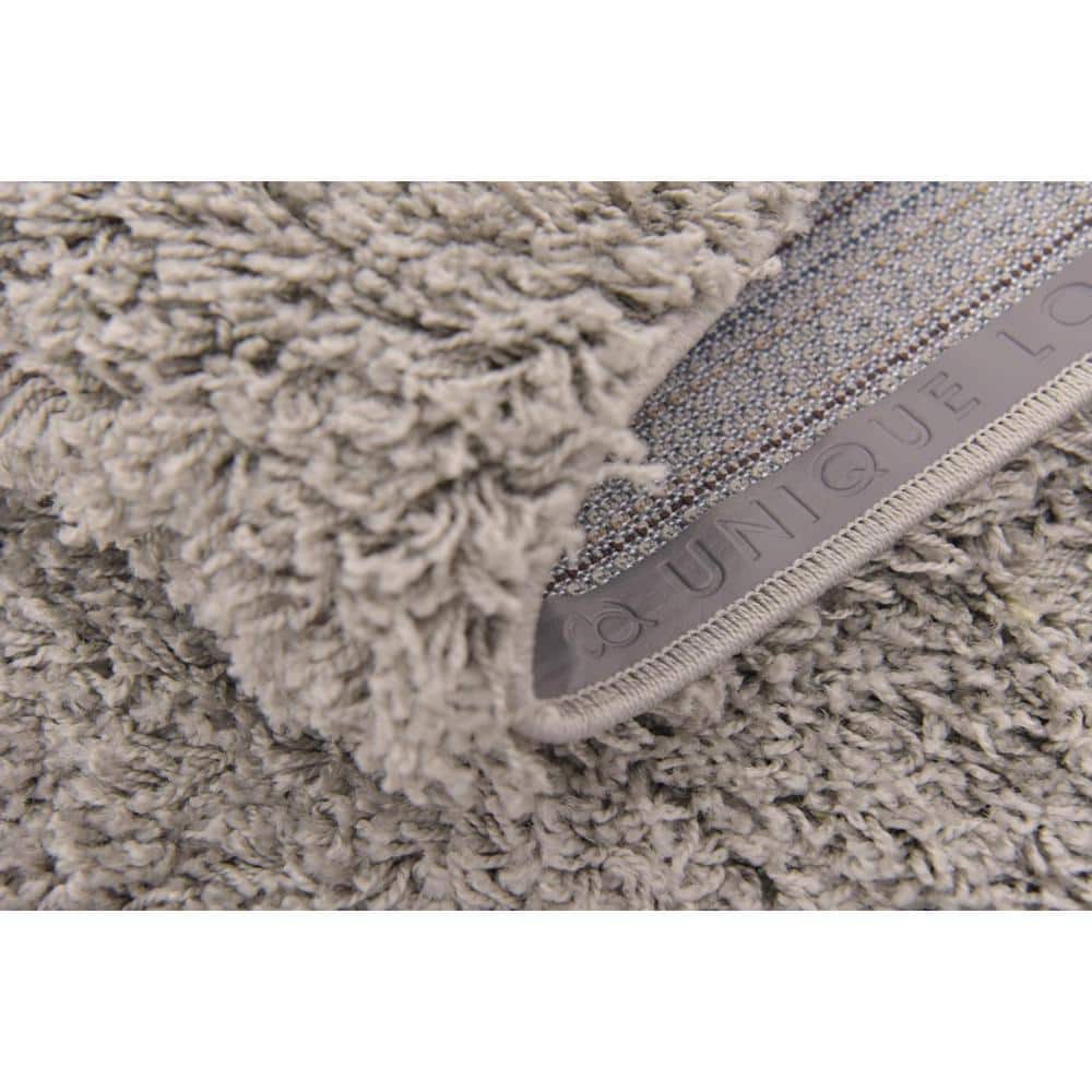 Cloud Gray Easy-Care Synthetic Shag Runner Rug for Kids