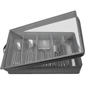 3 in. H x 11.25 in. W x 16.75 in. D Polyester Padded exterior Gray Plastic Flatware Organizer