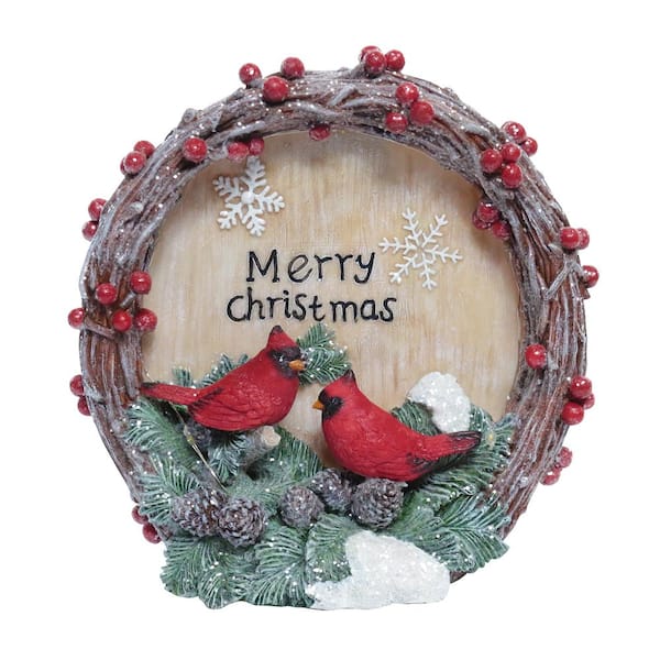 Alpine Corporation 9 in. Christmas Greeting Wreath Tabletop