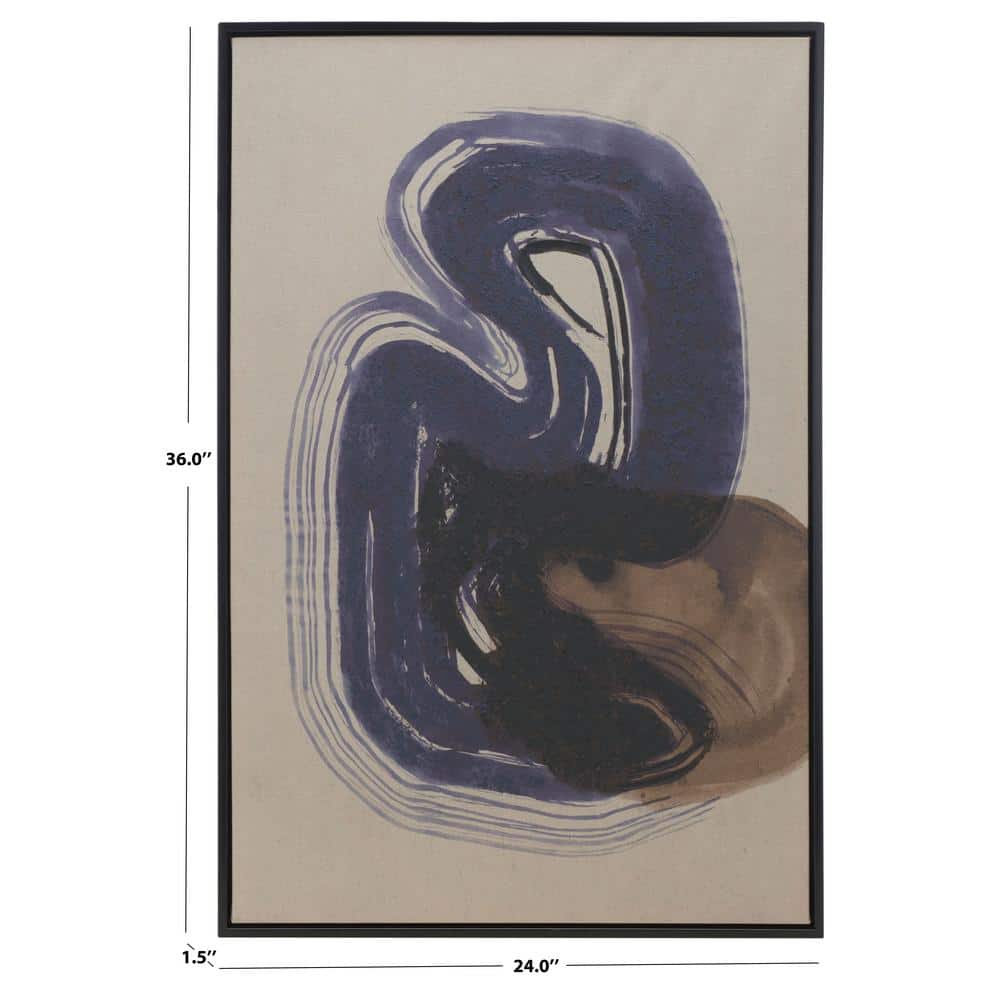 Continuity Abstract Blue and Beige Canvas Wall Art 24" x 36"