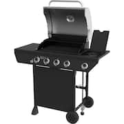 4-Burner Propane Gas Grill in Black with Side Burner and Stainless Steel Main Lid