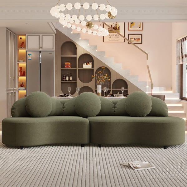 Polibi 103.9 in. Modern Square Arm Velvet Rectangle Sofa, Upholstered Couch for Home or Office in Green