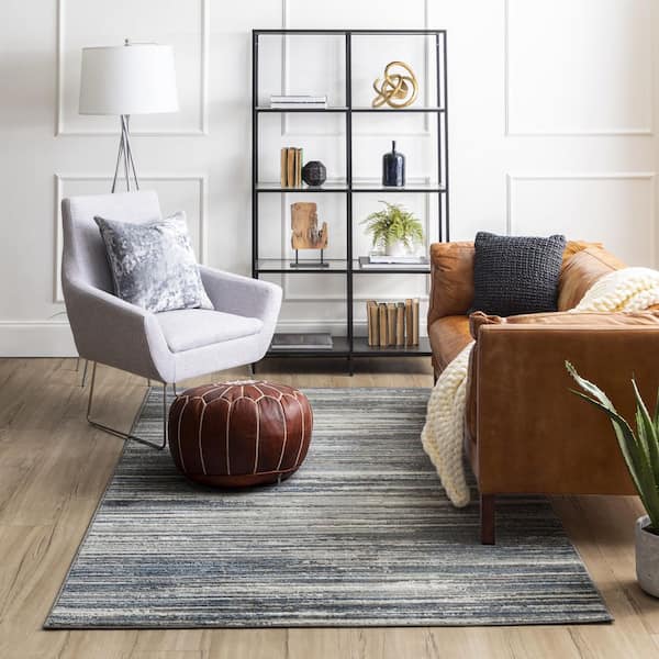 Banner Grey/Dark Blue 6 ft. x 9 ft. Area Rug