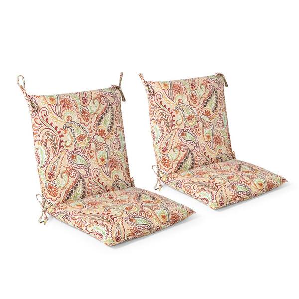 20 In X 37 3 Chili Paisley Outdoor Mid Back Dining Chair Cushion 2 Pack 7410 02229200 - Home Depot Patio Chair Pads