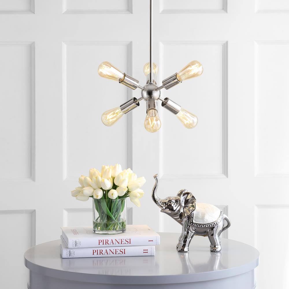 Adjustable Nickel Sputnik Chandelier with LED Bulbs