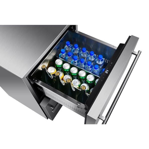 24 in. 5.4 cu. ft. Freestanding or Built-In Indoor or Outdoor Dual Drawer Refrigerator in Stainless Steel