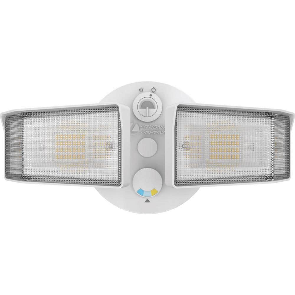 White Dual Head LED Outdoor Security Flood Light